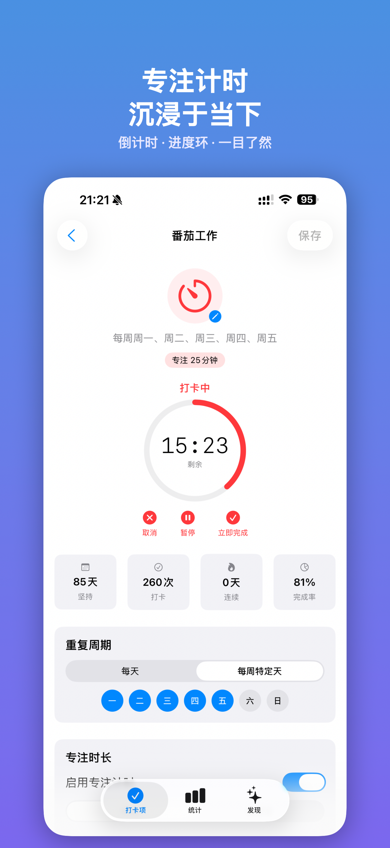 习惯详情与统计图表