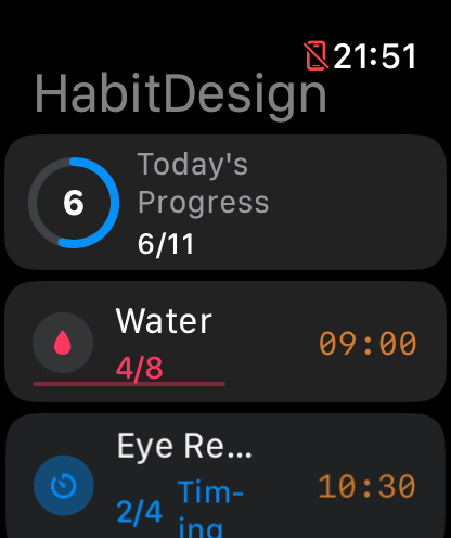 Apple Watch complication showing today's progress and streak